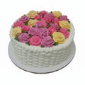 Basketweave And Roses Cake