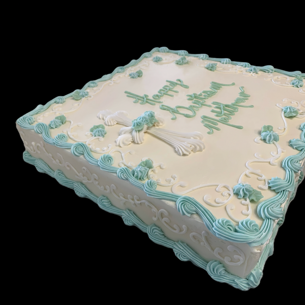 Christening/Baptism Sheet Cake with Cross