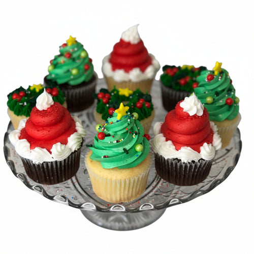 cupcakes with holiday decor