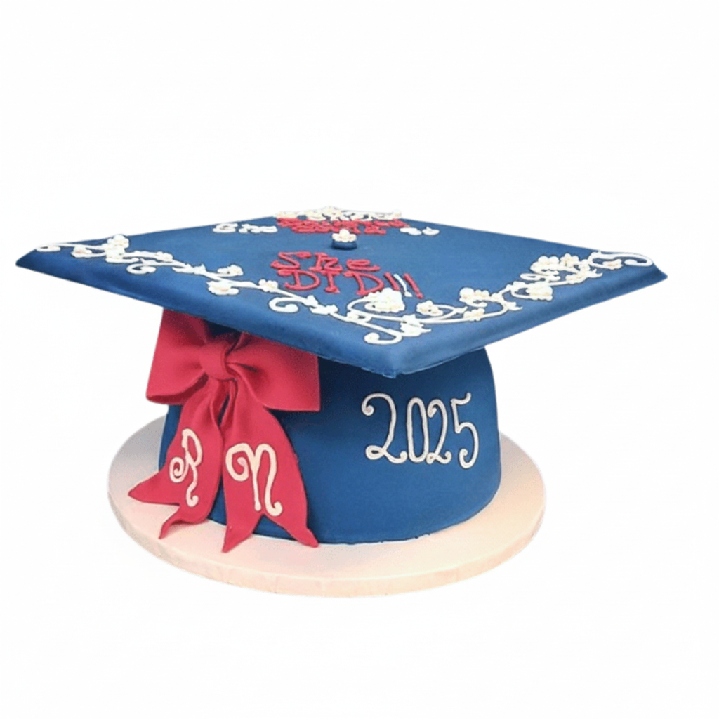 Elegant graduation cap cake