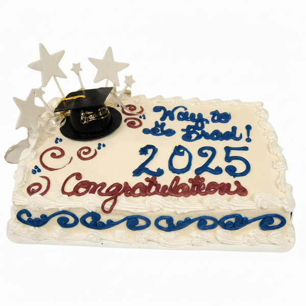 Sheet cake with cap and fondant stars