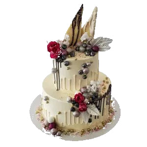 Gravity Defying Drip Cake with Flowers