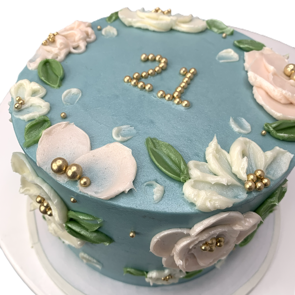 Palette Painted Floral Cake With Gold Pearls
