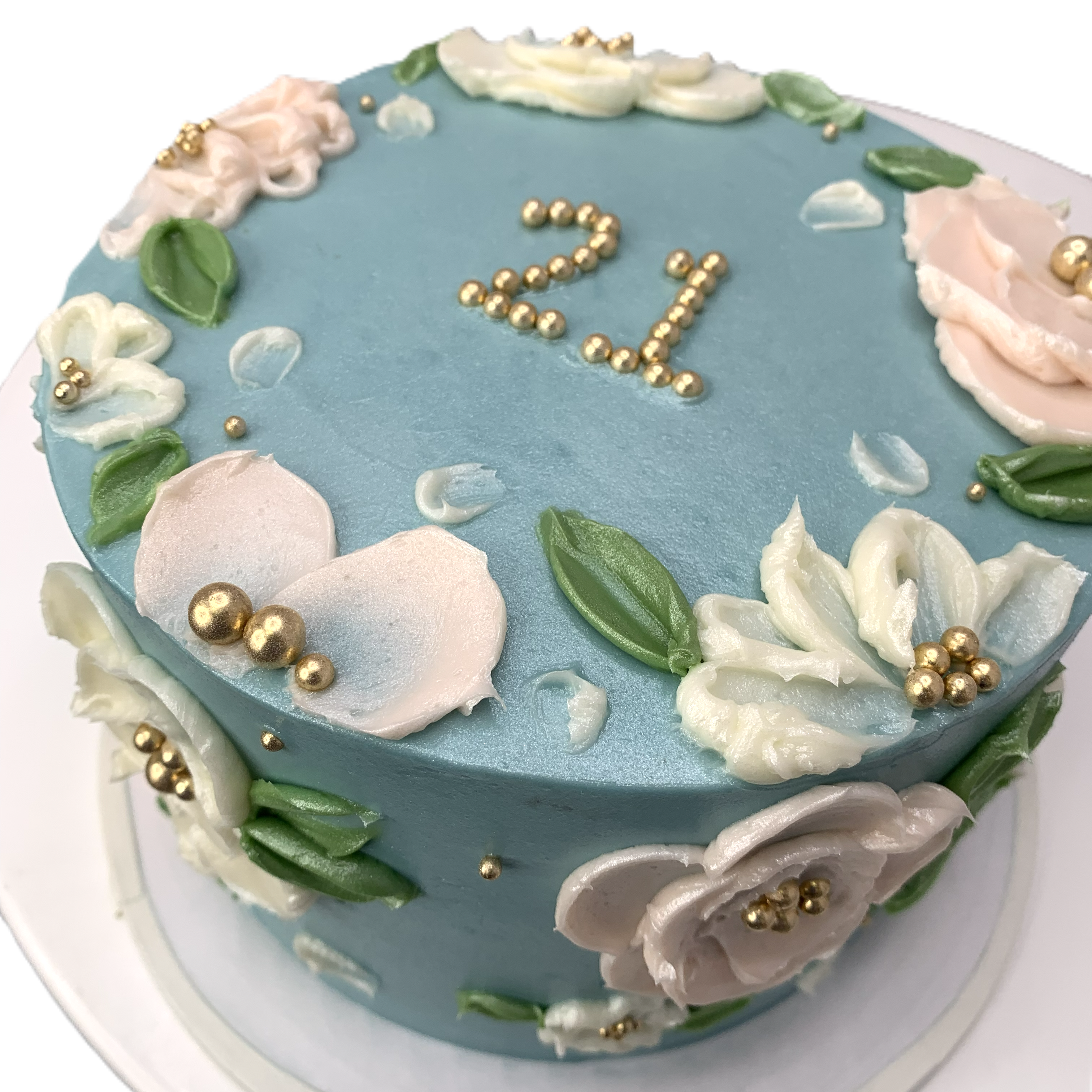 Palette Painted Floral Cake With Gold Pearls