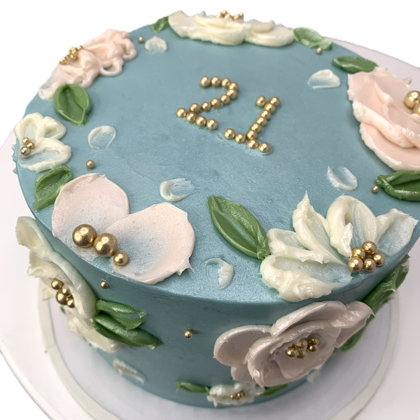 Palette Painted Floral Cake With Gold Pearls