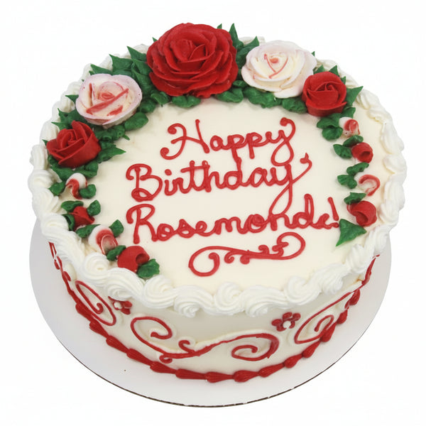 Scrolls and Roses on Top of a cake