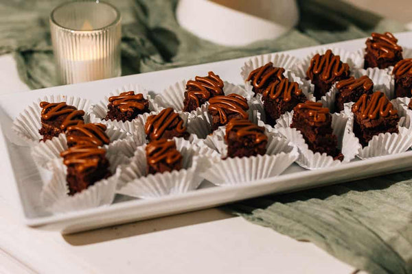 Mini Brownie Squares (50 mini bites, serves 20 people)