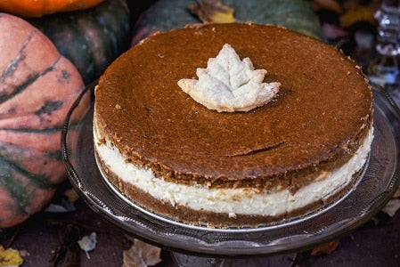 Spicy Pumpkin Pie topped cheesecake